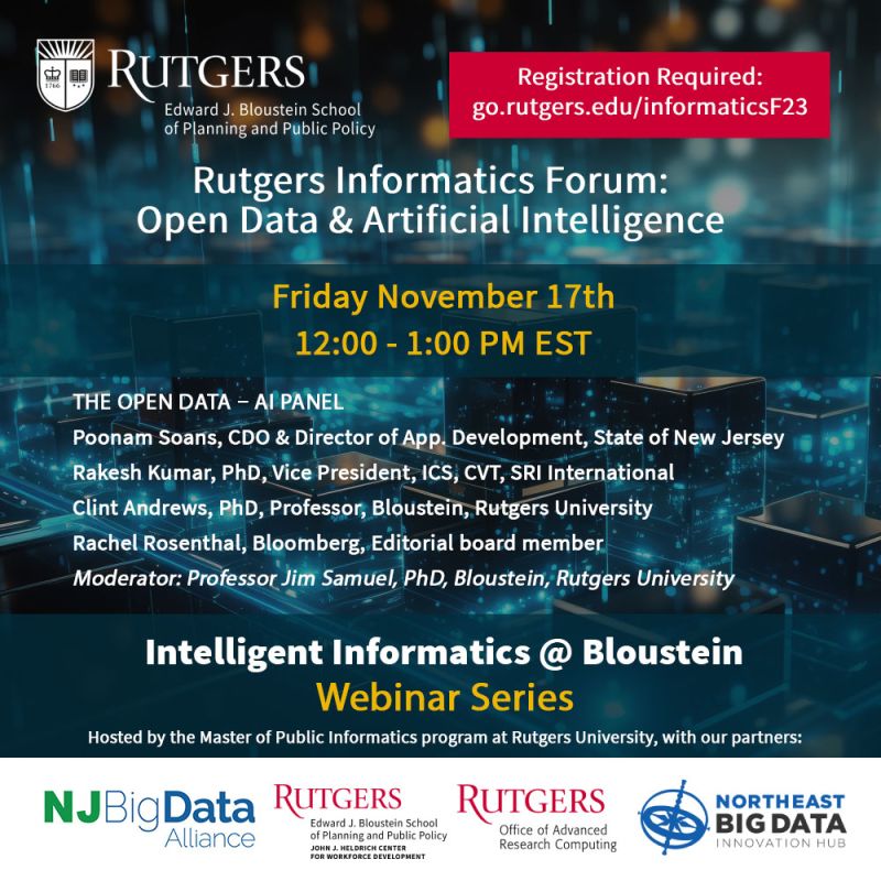 Rutgers Informatics Series - Open Data & AI, Nov 17